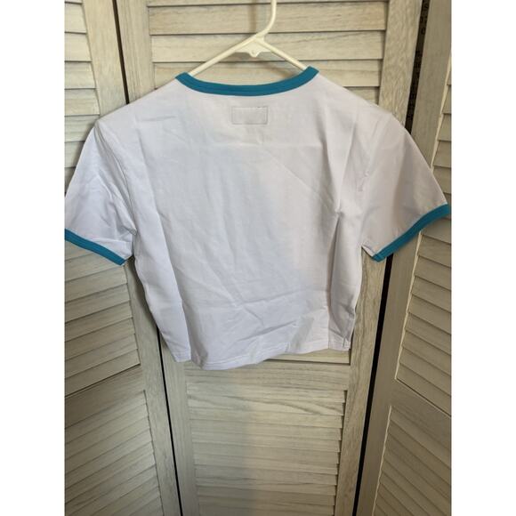 DIGITAL DREAM CROPPED RINGER TEE (WHITE/BLUE) Large - Picture 5 of 6